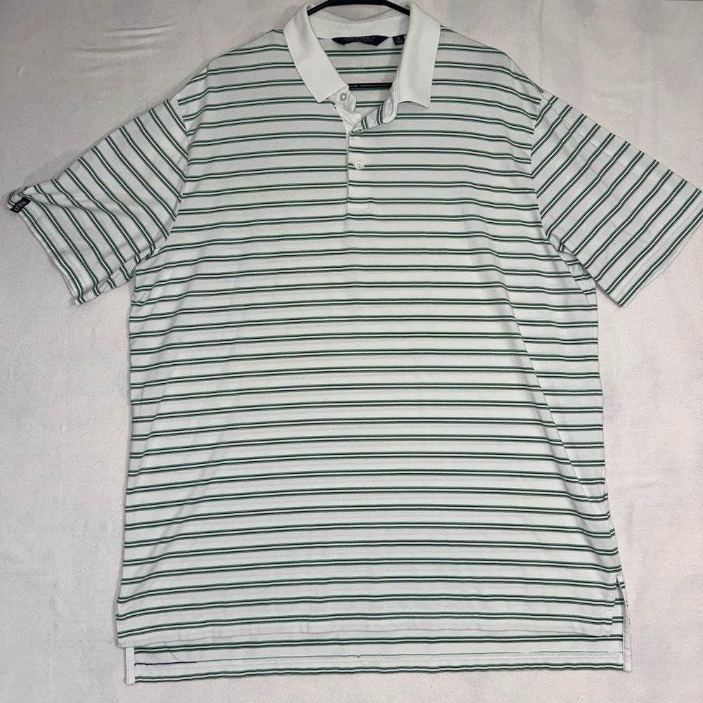 Men's XL Ralph Lauren Polo Golf RLX White Striped Vintage Polo Golf Green